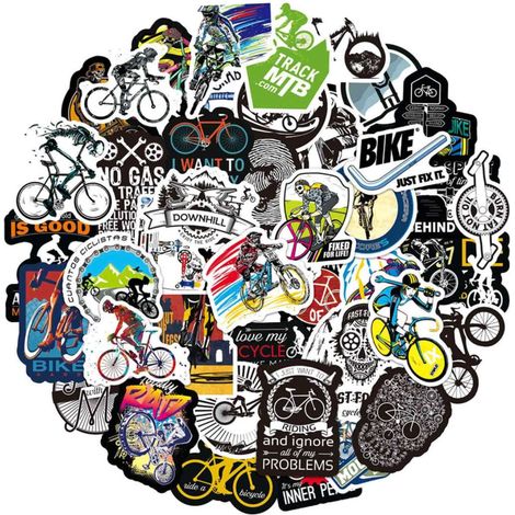 Sticker Vélo De Montagne - Vinyle Étanche - Pour Vélo Ordinateur Portable Bouteille D Eau Casque Valise - 50 Pièces (1/5)