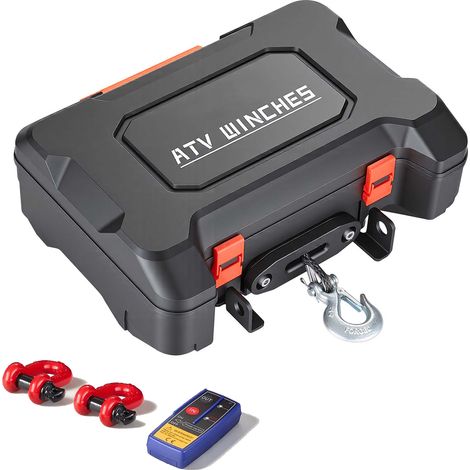 Mophorn Cabrestante portátil de 12 V CC con capacidad de 2041 kg, equipado con cuerda sintética de 10 m y doble control remoto inalámbrico. Ideal para recuperación de vehículos y uso en ATV y UTV. (1/5)