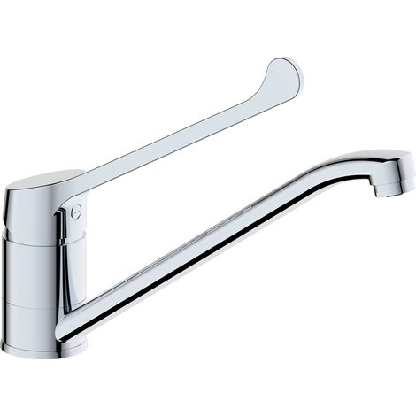 Schläfer 510164014 - Rubinetto per Lavello leva lunga Cromo, Miscelatore Cucina leva clinica con Comando a Gomito Timeless, Beccuccio Girevole a 360°, Connettori G 3/8 Pollici