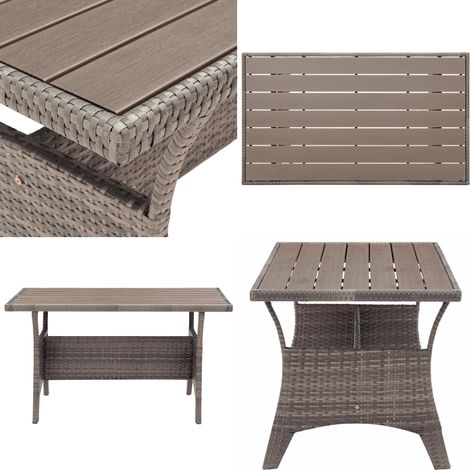 Table de jardin Gris 120x70x66 cm Résine tressée - Table De Jardin - Table Patio - Mobilier De Jardin - Table En Résine Tressée - Table Extérieure - Home & Living (1/5)