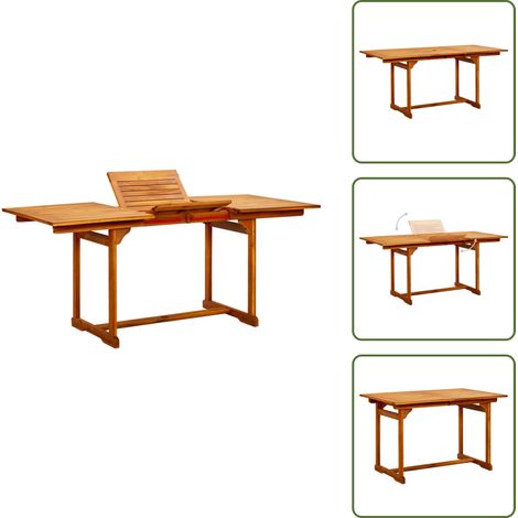 Table à dîner de jardin (120-170)x80x75 cm Bois d'acacia massif - Table De Jardin - Table À Manger Extérieur - Acacia Massif - Mobilier De Jardin - Table Extensible (1/5)