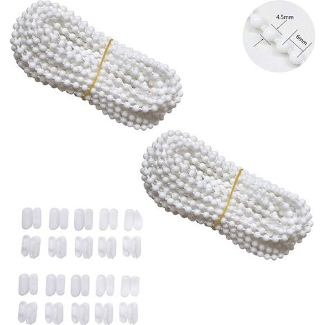 Catena di ricambio per tende a rullo, 10 metri, diametro 4,5 mm, per tende a rullo e veneziane, con 20 connettori, bianca. (1/5)