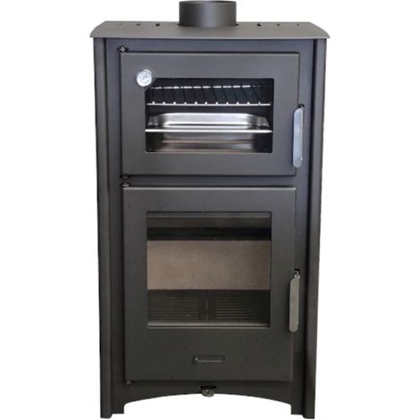 MF - Poêle à Bois avec Four Aroa 12 kW en Acier avec Chambre en Vermiculite et Four Réfractaire – Plateau et Grille Inclus