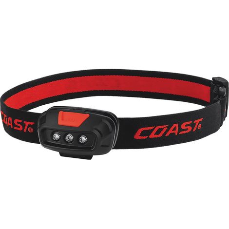 Coast LED Stirnlampe 37 Lumen mit Weiß- und Rotlicht, verstellbares Kopfband, IPX4 spritzwassergeschützt, batteriebetrieben, freihändig für Camping, Wandern, Arbeit und Notfälle (1/2)