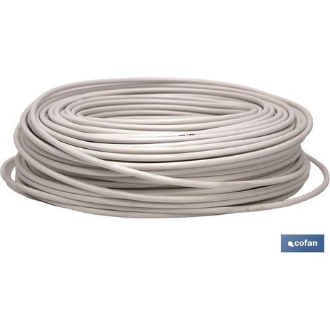 COFAN cable antena 75 ohm blanco (100 m) , Rollo de cable de antena TV coaxial de alta calidad. Con 75 ohmios. Color blanco. Longitud del rollo de 100 metros. Se utiliza para conec