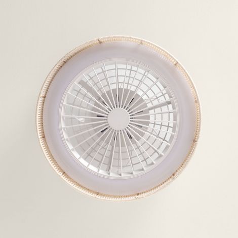 Ventilador de Techo con luz Silencioso DC Algodón Alma Transparente Mando a Distancia Pequeña (hasta 10 m²) 50 cm Beige