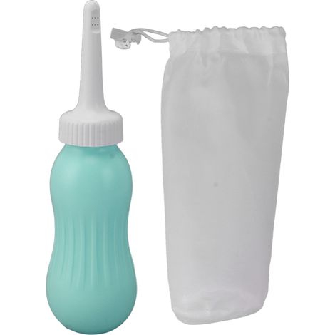 Douche portable 500ml en silicone pour hygiène intime, spray bidet manuel vert menthe pour maternité et soins personnels (1/5)