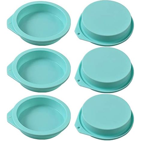 Moules à gateaux ronds en silicone, 6 paquets de moule en silicone antiadhésif pour la cuisson, les gateaux, les muffins et les sous-verres en résine - 4 " (1/4)