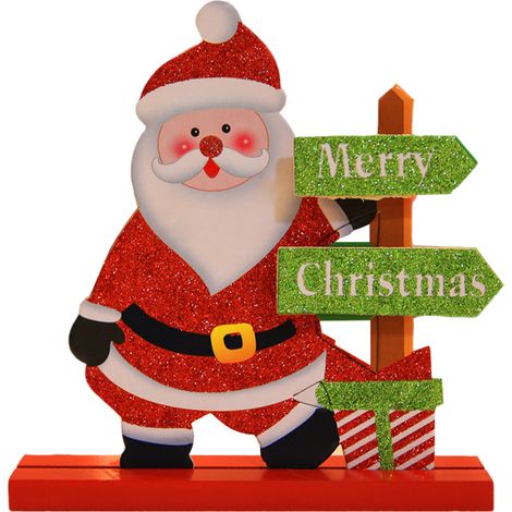Adorno Navideño De Madera Para Mesa - Adorno De Escritorio Diy - Figura De Papá Noel - Decoración Para Fiesta En Casa (1/5)