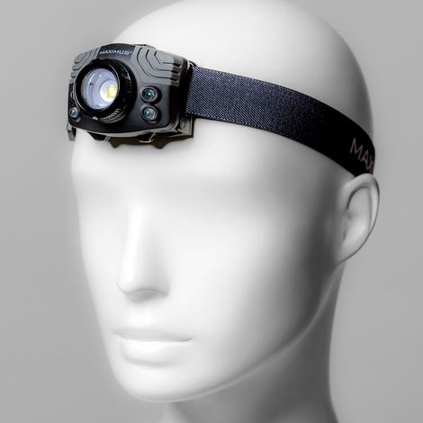 Lampe frontale LED 400 lumens inclinable, LED rouge et bleue, IP44, piles AAA incluses, éclairage mains libres (1/6)