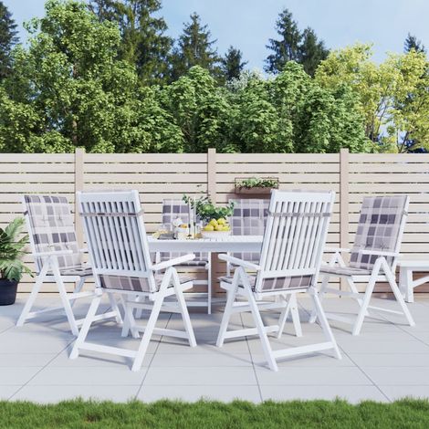 Lot de 6 Coussins,Coussins de Chaise Siège jardin à Dossier haut carreaux gris -AD10566 (1/5)