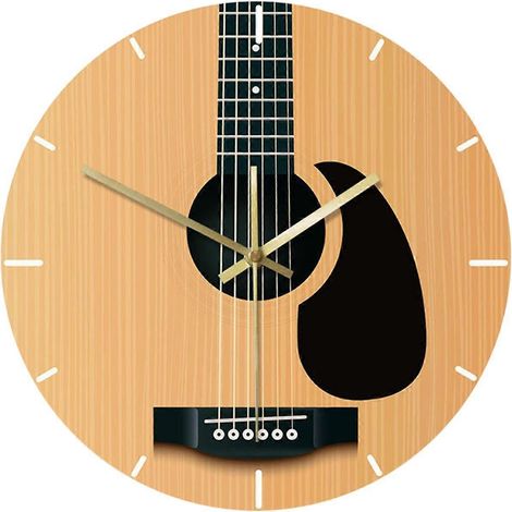 Grande horloge murale en forme de guitare, montre musicale murale PP pour la décoration du salon et du studio (1/4)
