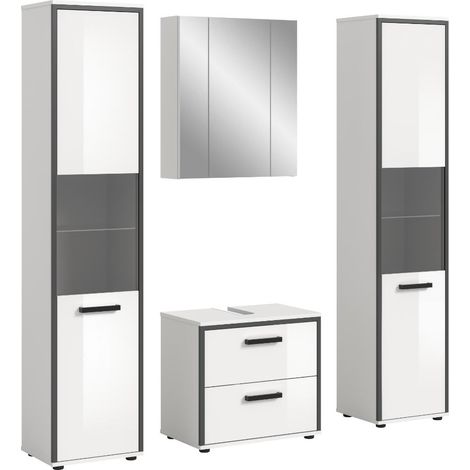 Kojak Badmöbelset 171 cm weiß, weiß Hochglanz.
