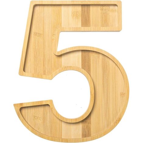 5 Plateau Chiffre, Bambou Huilé, 28x22cm, Charcuterie, Anniversaire Buffet (1/5)