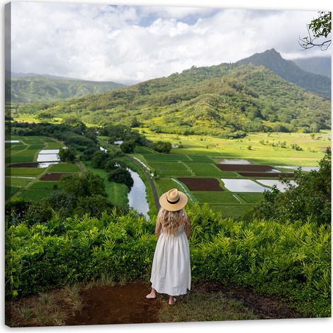 Leinwanddruck Natur Frau Bergblick 50x50 cm