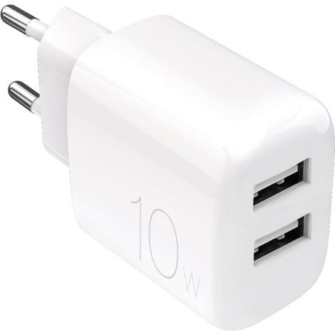 2x USB-A Prolite 10W Wandladegerät – weiß (1/3)