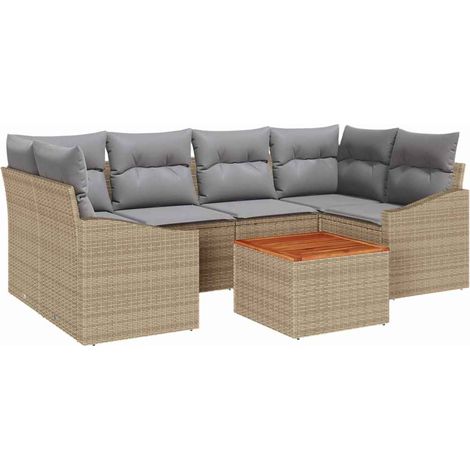 Maison Exclusive - Gartensofa-set 7 pcs Beige und Hellgrau Poly-R