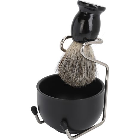 Kit de rasage barbe homme avec bol mousse, support brosse et brosse à barbe, ensemble coiffure barbe pour salon barbier, hôtel, maison (1/5)