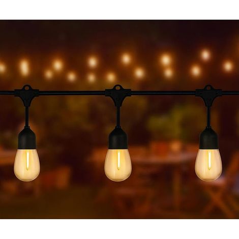 New Majestic, Catena Luminosa LED, 15 Bulbi, Luce Calda, Esterno, Solare