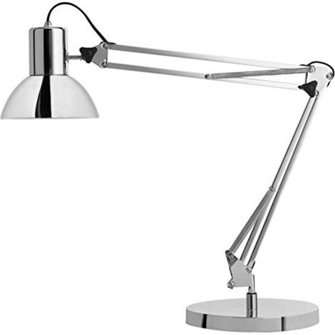 Unilux Success 80 Lampada da Tavolo LED E27 11W, Interruttore On-Off, Morsetto, Design Moderno in Metallo Cromato, Ideale per Ufficio, Cameretta, Scrivania e Casa (1/5)