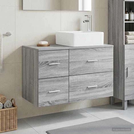 vidaXL Set di mobili per il bagno 2 pcs Sonoma grigio