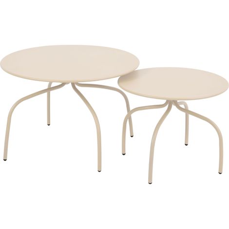 Lot de 2 tables basses gigognes de jardin crème