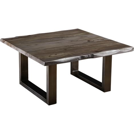 Couchtisch Sheesham 90x90x45 smoked oak lackiert Plattenstärke 3,5cm FREEFORM 0317