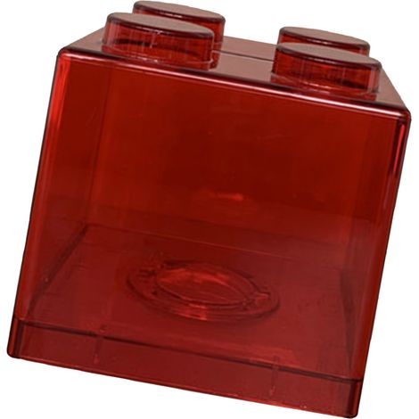 Tirelire transparente à motif de blocs de construction, boîte à monnaie rectangulaire transparente pour enfants, garçons et filles, rouge 8,9 x 8,9 x 9,2 cm / 3,5 x 3,5 x 3,6 pouces (1/5)