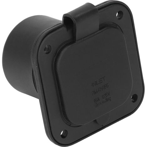 Prise fixe 2 pôles 3 fils à flange lame droite 15A 125V avec capot étanche, set 1 prise 4 vis (1/5)