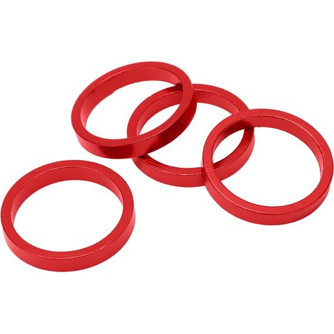 4 Pièces Entretoises de Potence Vélo Aluminium Alliage 28.6mm Tube Rouge pour Guidon VTT Route (1/5)