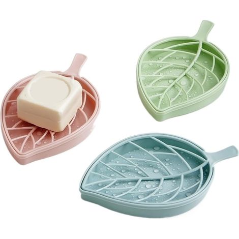Portasapone set da 3 pezzi di portasapone creativo a forma di foglia, portasapone doppio scarico, portasapone per bagno, toilette, casa, scatola portasapone per bagno o cucina (1/5)