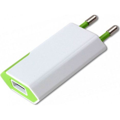 Techly Caricatore USB 1A Compatto Spina Europea Bianco/Verde (1/5)
