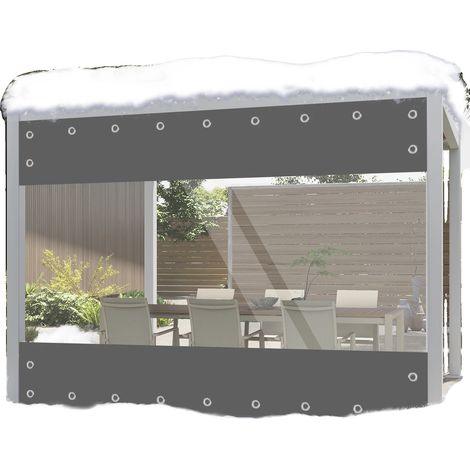 Bâche en PVC pour jardin/abris/veranda/garage, imperméable, résistant aux UV, gris, Ggray, H3xW2.1M (1/2)