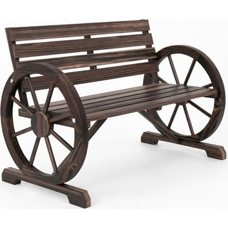 Banco de jardín vintage de abeto con reposabrazos de rueda 105,5 x 59 x 75 cm MODENUIT (1/5)