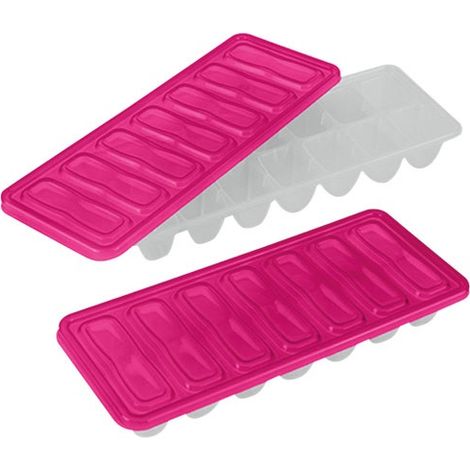 2 Vaschette da 14 Cubetti di Ghiaccio con Coperchio Colore assortito - Metaltex