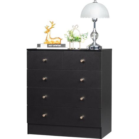 Kommode mit 5 Schubladen, schwarz, viel Stauraum, FSC-Holz (1/5)