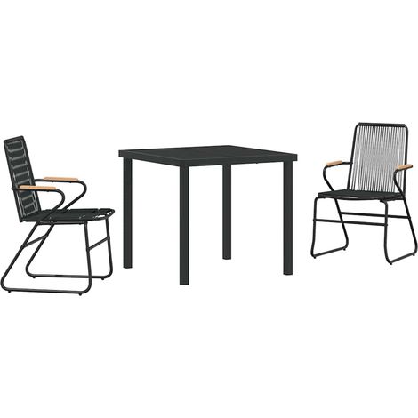 Ensemble de salle à manger pour jardin 3 pcs,Salon de jardin Noir Rattan PVC CFW38183 (1/5)