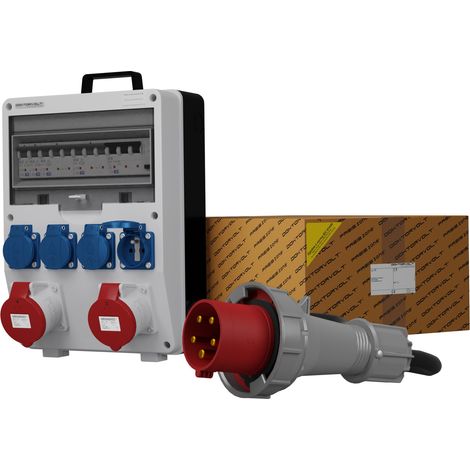 Tableau électrique de chantier avec câble et fiche 63 A TD-S/FI SKH 2x32 A 4x230 V Doktorvolt DV-0038-F (1/3)