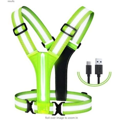 Gilet réfléchissant LED équipement de course, équipement de course réfléchissant haute visibilitéGilet de course réfléchissant gilet de course lumineux rechargeable pour la marche, la course à pied, l