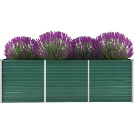 Garten-Hochbeet,Blumenkasten,Pflanzkasten Balkon, Terrasse, Garten Verzinkter Stahl 240x80x77 cm Grün VMEC862015 (1/5)