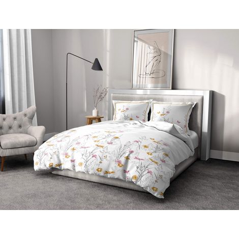 Parure de couette 3 pieces coton 57 fils blanc 240x260 cm - MADEMOISELLE (1/3)