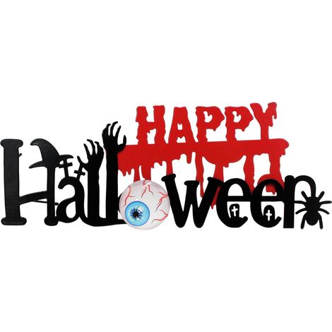 Panneau Décoratif Halloween - En Métal - Pour Décoration Intérieure Et Extérieure - 20 x 7,2 cm - 1 Pièce (1/5)