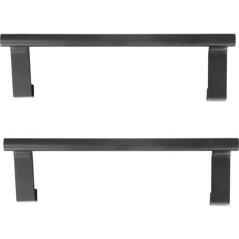Lot de 2 porte-serviettes noirs à suspendre sans perçage ni clous, pour porte de placard, maison ou hôtel, 23 cm. (1/5)