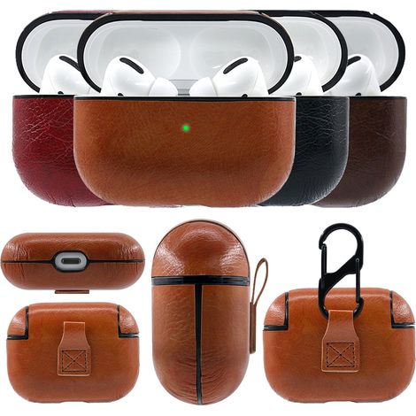 Étui en cuir compatible avec les AirPods Pro d'Apple, coque de protection avec porte-clés pour hommes et femmes, compatible avec les nouveaux AirPods Pro 2019