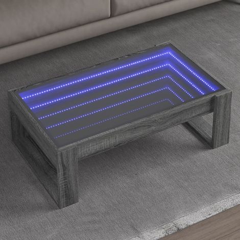 Table basse LED à effet miroir infini sonoma gris 90 x 53 x 30 cm - PANGIVO (1/5)