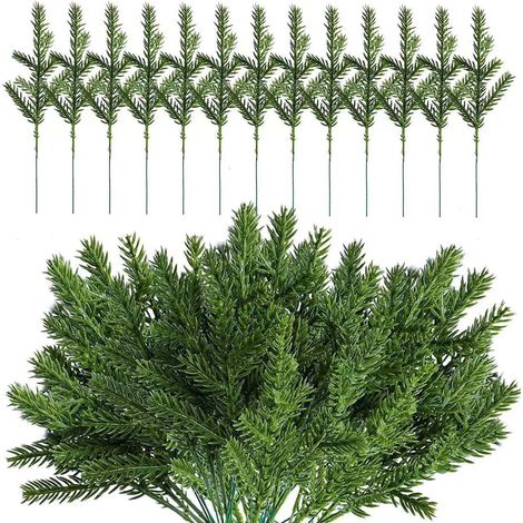 Branches De Pin Artificielles - 10 Pièces - 45 cm - Pour Guirlandes Couronnes Décoration Noël Jardin Intérieur Extérieur