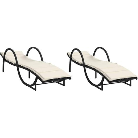 Maison Exclusive - Lettini Prendisole 2 pz con Cuscini Neri in Polyrattan