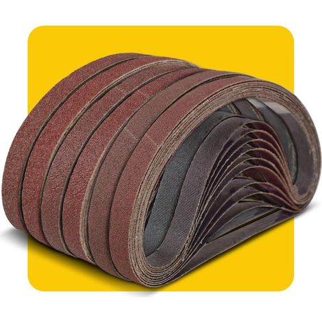 Bande Abrasive 13 x 457mm Bande de Ponceuse - Ensemble de Bandes Abrasives Mixte (10 X grains 40/60/80/120/150/240) pour Ponceuses à Bande,Idéale pour le Bois(60 pièces) (1/5)