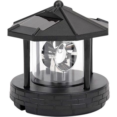 Lampe solaire vintage rotative, gyrophare étanche à LED avec effet lumineux, lanterne d'extérieur pour jardin ou terrasse. (1/5)