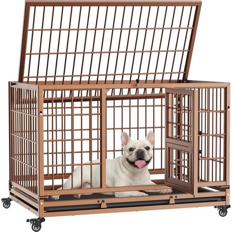 Hundebox faltbar mit 3 Türen, 82x52x56cm, Braun, mit Rollen (1/5)
